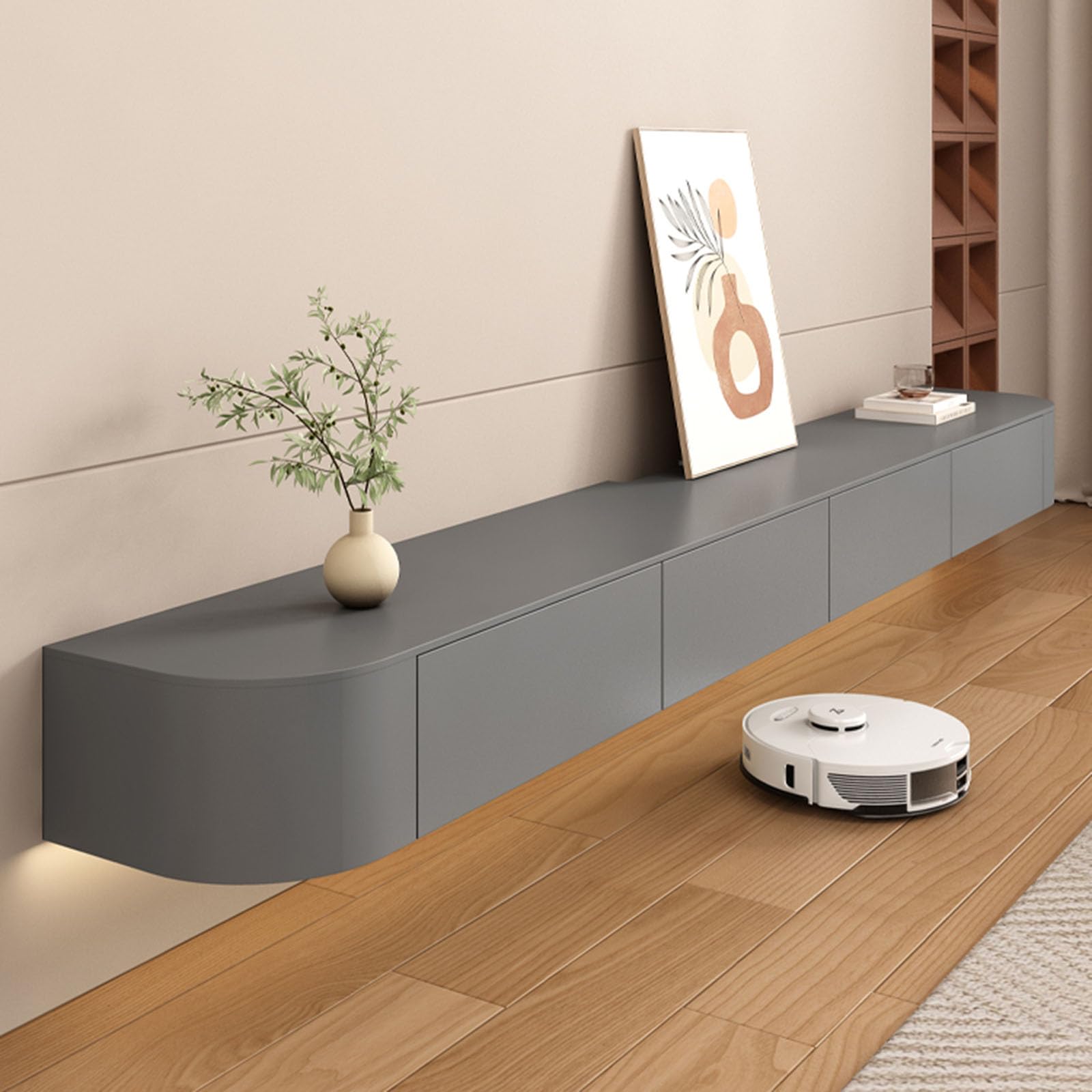 MIMRTIMI Floating TV Unit Floating TV Stand Cabinet Floating TV Cabinet with Doors in Media Wall Unit Floating TV Shelf for Living Room, Dining Room, Bedroom