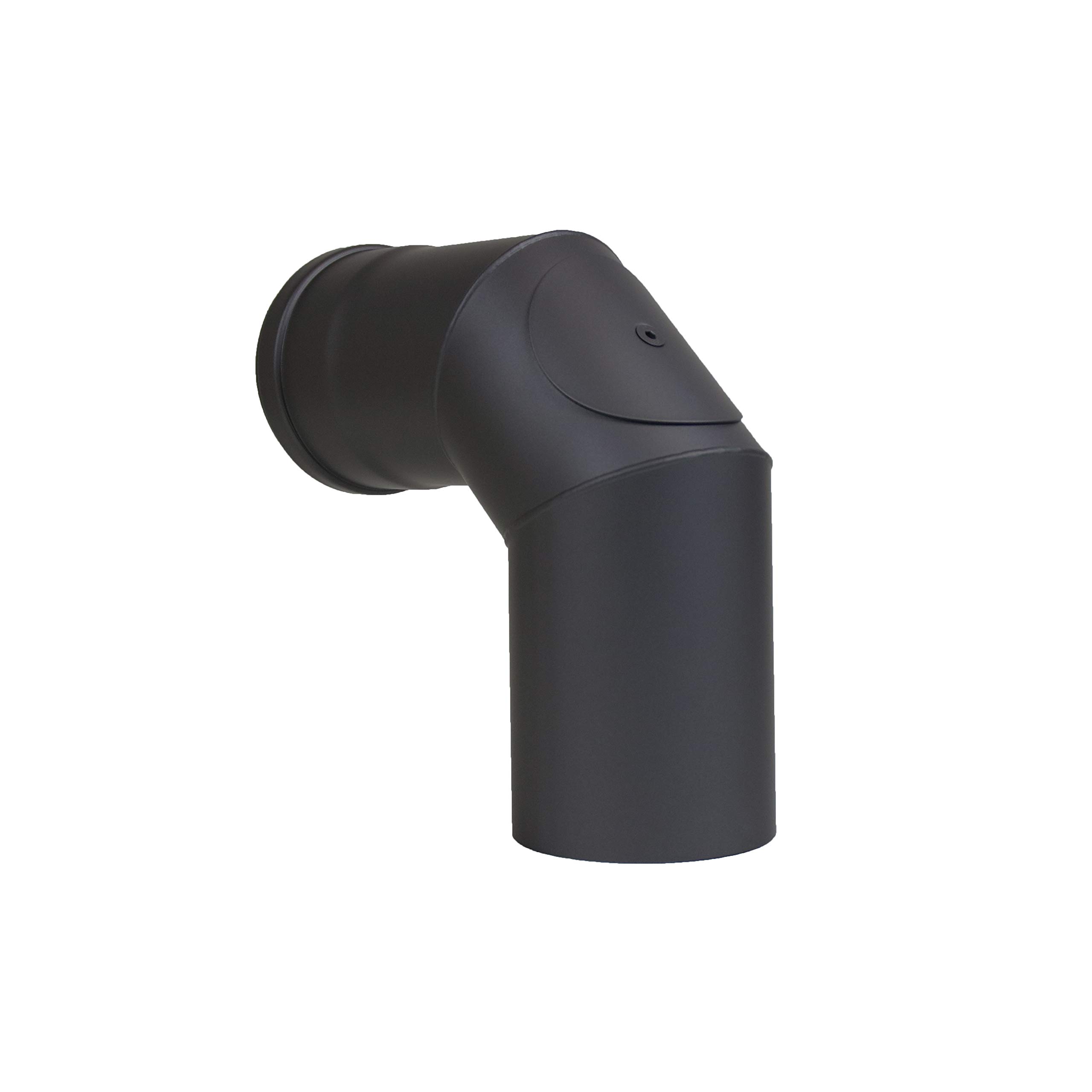 LANZZAS Pelletrohr Bogen 90° 2x abgewinkelt - Durchmesser 100 mm - Farbe: schwarz - mit Reinigungsöffnung