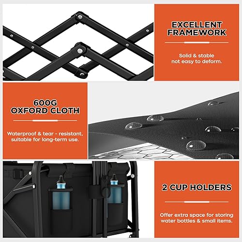 Miniatura 23 de PayLessHere Carrito plegable con ruedas Gris Carrito plegable resistente con capacidad de 330 libras con ruedas todo terreno y mango