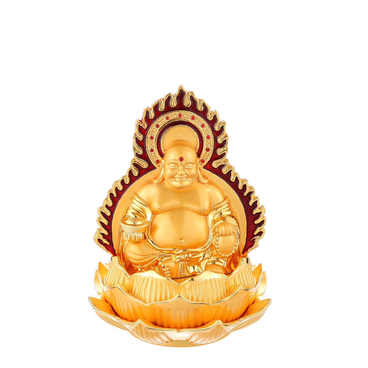 Prime Feng Shui Laughing Buddha Figure on Lotus Seat Maitreya Home Office Decoration Aromatherapy Car Ornaments Bless Safety and Wealth