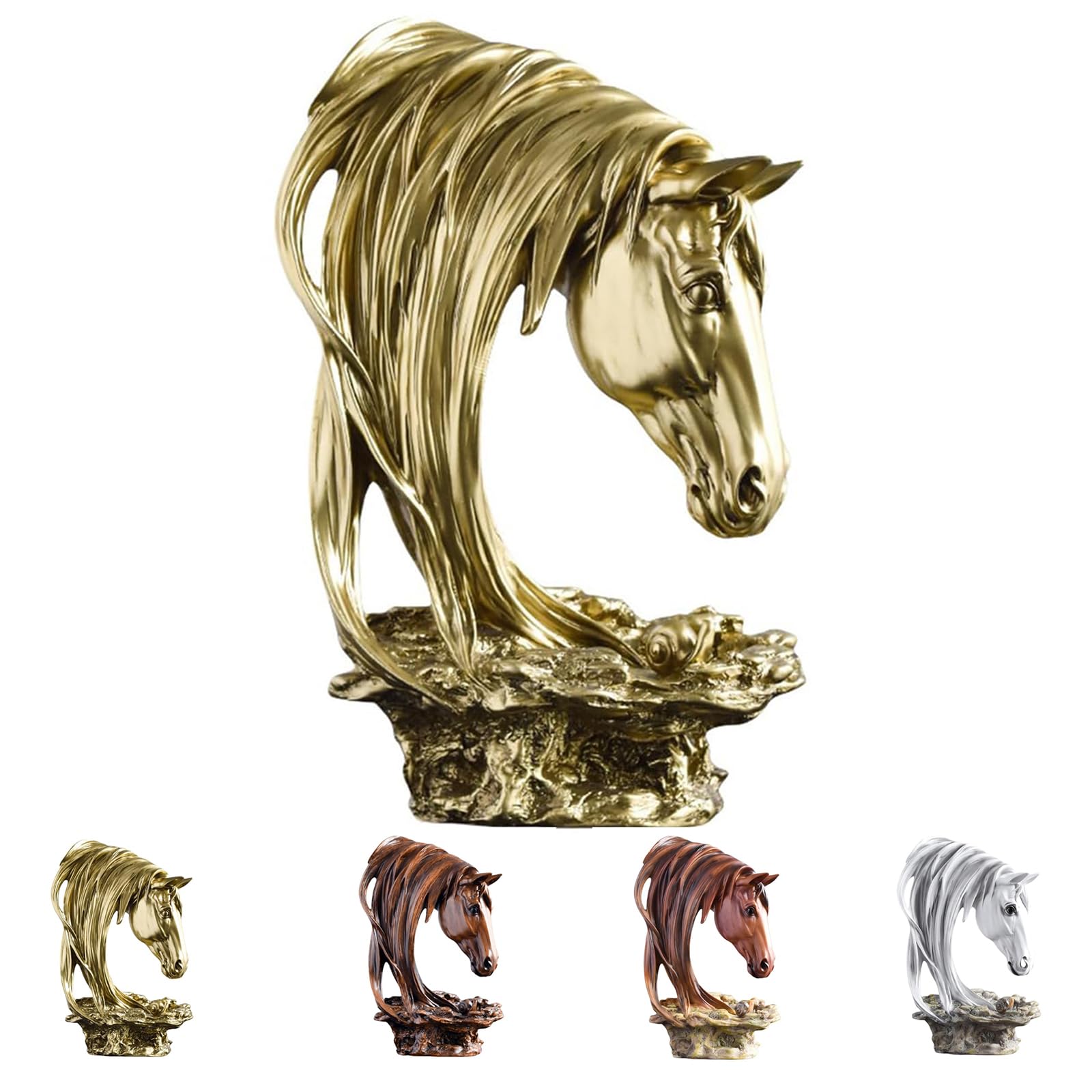 YXCQHZM Animal Horse Statue Decor, Horse Head Sculptures, Vintage Wood Horse Sculpture Decoration Living Room, Abstract Sculpture (B)