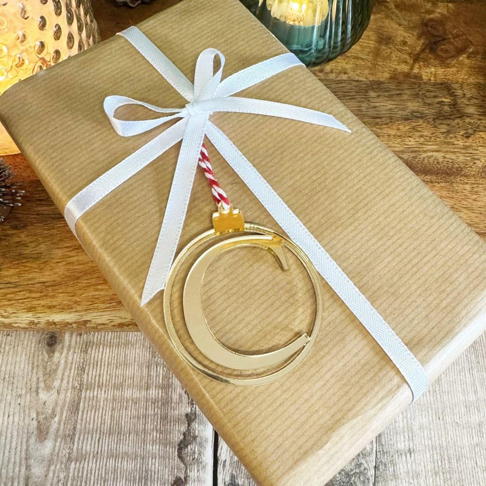 Luck And Luck Gold Personalised Initial Gift Tags, Custom Colours Festive Letter Initial Bauble, Christmas Bauble, Acrylic Tree Decoration Gift Label, Present Tags