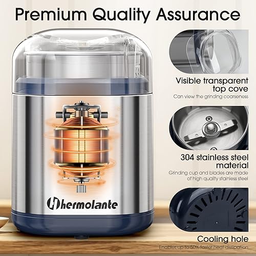 Miniatura 10 de Molinillo de especias para hierbas, molinillo de hierbas de 200 W con hoja de acero inoxidable y cepillo de limpieza, molinillo eléctrico de tamaño