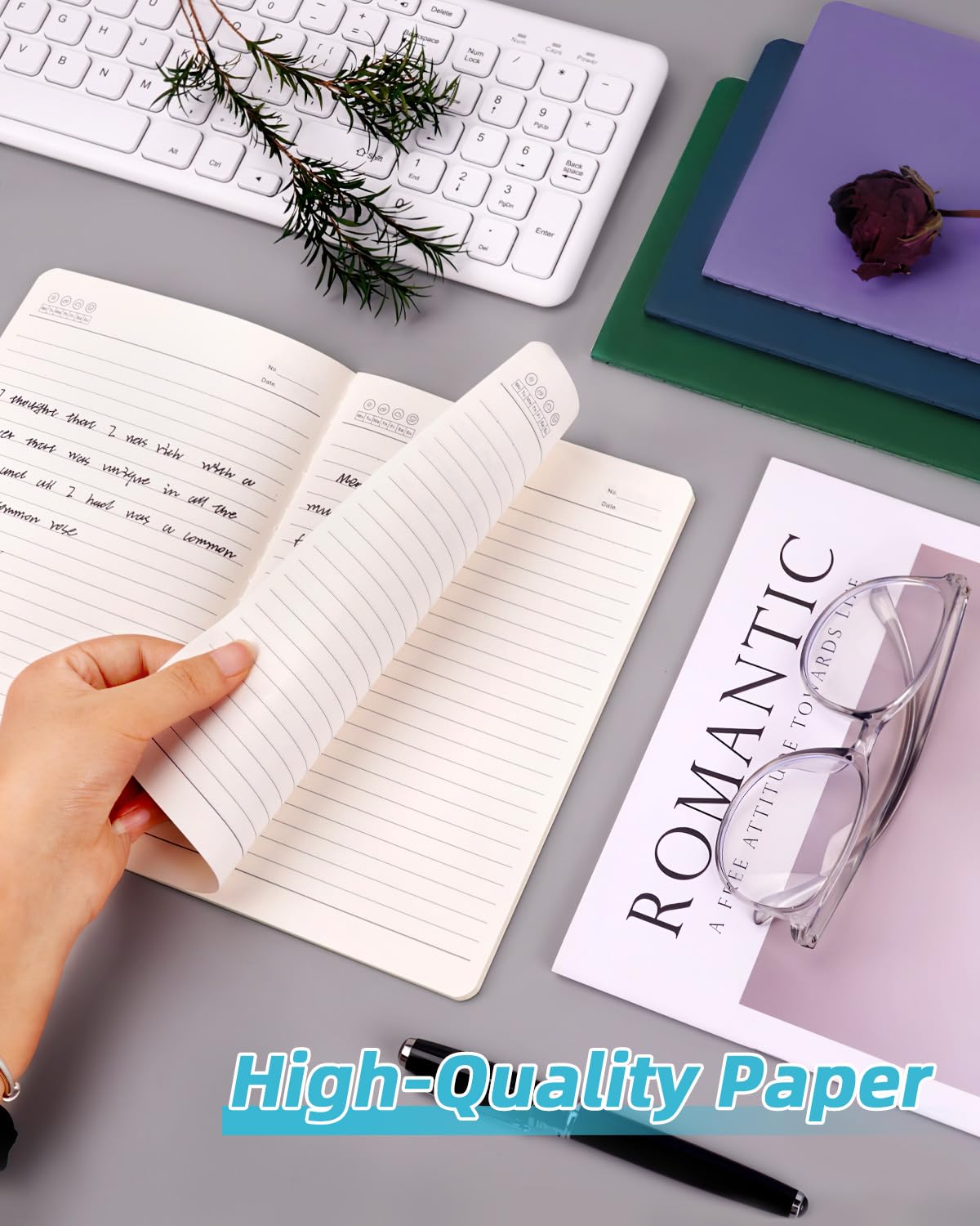 Dynta Quaderni a righe formato A5, 14 x 21 cm, confezione da 30 pezzi, copertina morbida colorata e carta spessa, per scuola o ufficio, 30 fogli/60 pagine, 10 colori