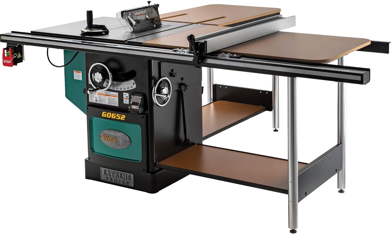 Grizzly Industrial G0652-10" 5 HP 3-Phase Heavy-Duty Cabinet Table Saw with Riving Knife