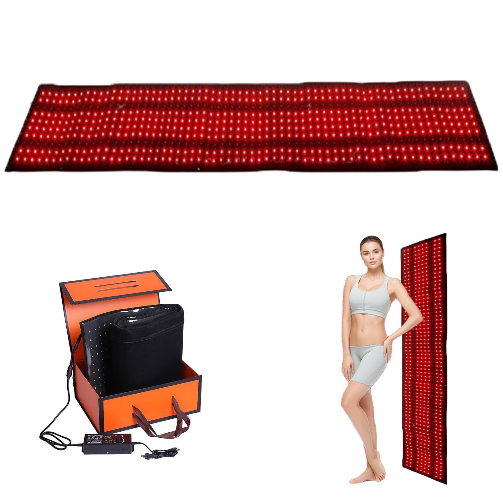 Esterilla de luz roja e infrarroja de cuerpo entero, 630 LED, almohadilla de 660 nm y 850 nm con control remoto, 3 modos y 5 niveles de brillo, tamaño grande (160cm*35cm)
