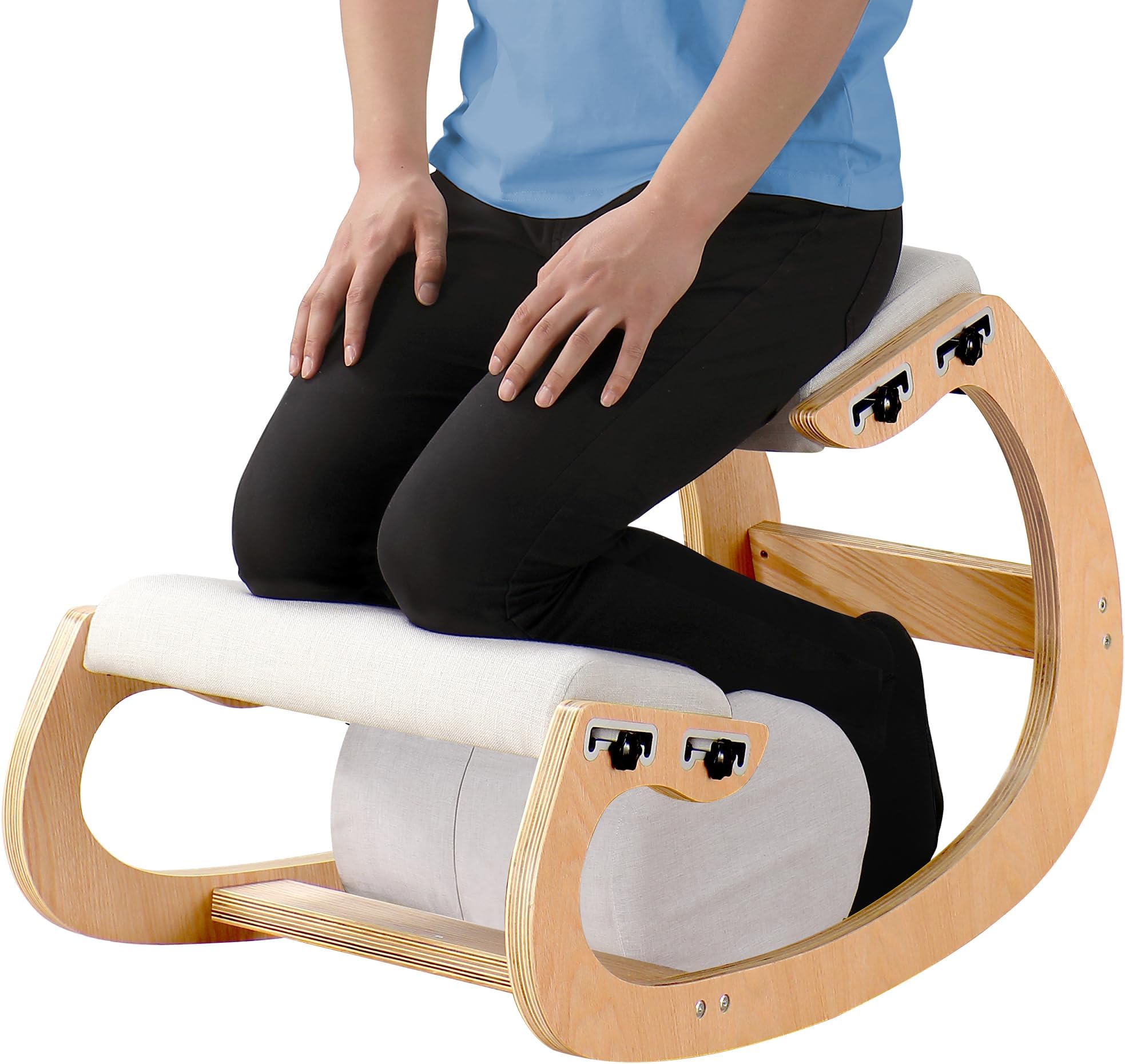 HOMCOM Siège Assis Genoux, siège Ergonomique en Bois à Bascule, Chaise ...