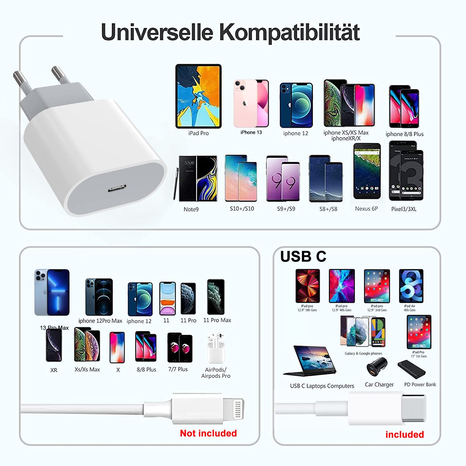 Caricatore Rapido 20W Per IPhone 16/15 - 2x Caricatori + 2x Cavi USB-C Da 2M - Foto 13