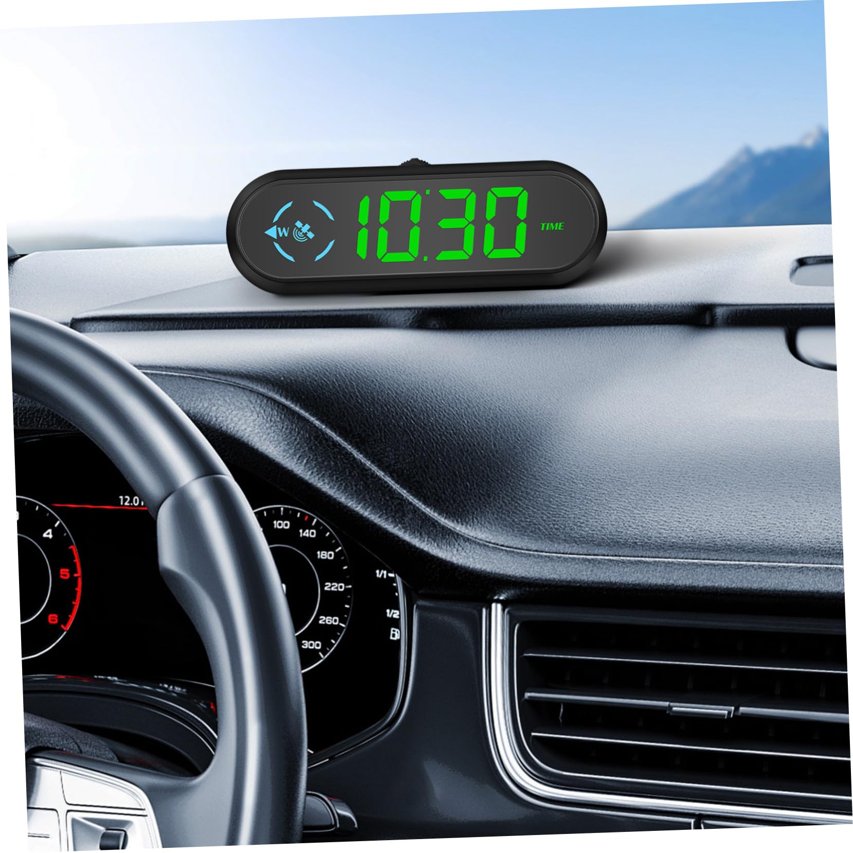 TEHAUX Digital para Coche con Velocímetro y Brújula Inteligente Pantalla Brillante para Visualización Real Aviso de de y Fácil Instalación Salpicadero o Parabrisas