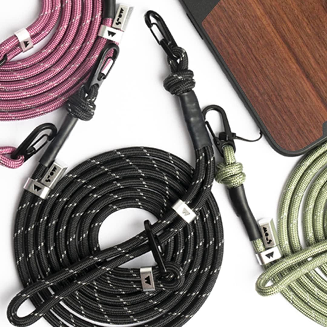 Mous – Phone Lanyard Crossbody with Detachable Wrist Strap – Black/Purple/Sage Green - PARENT