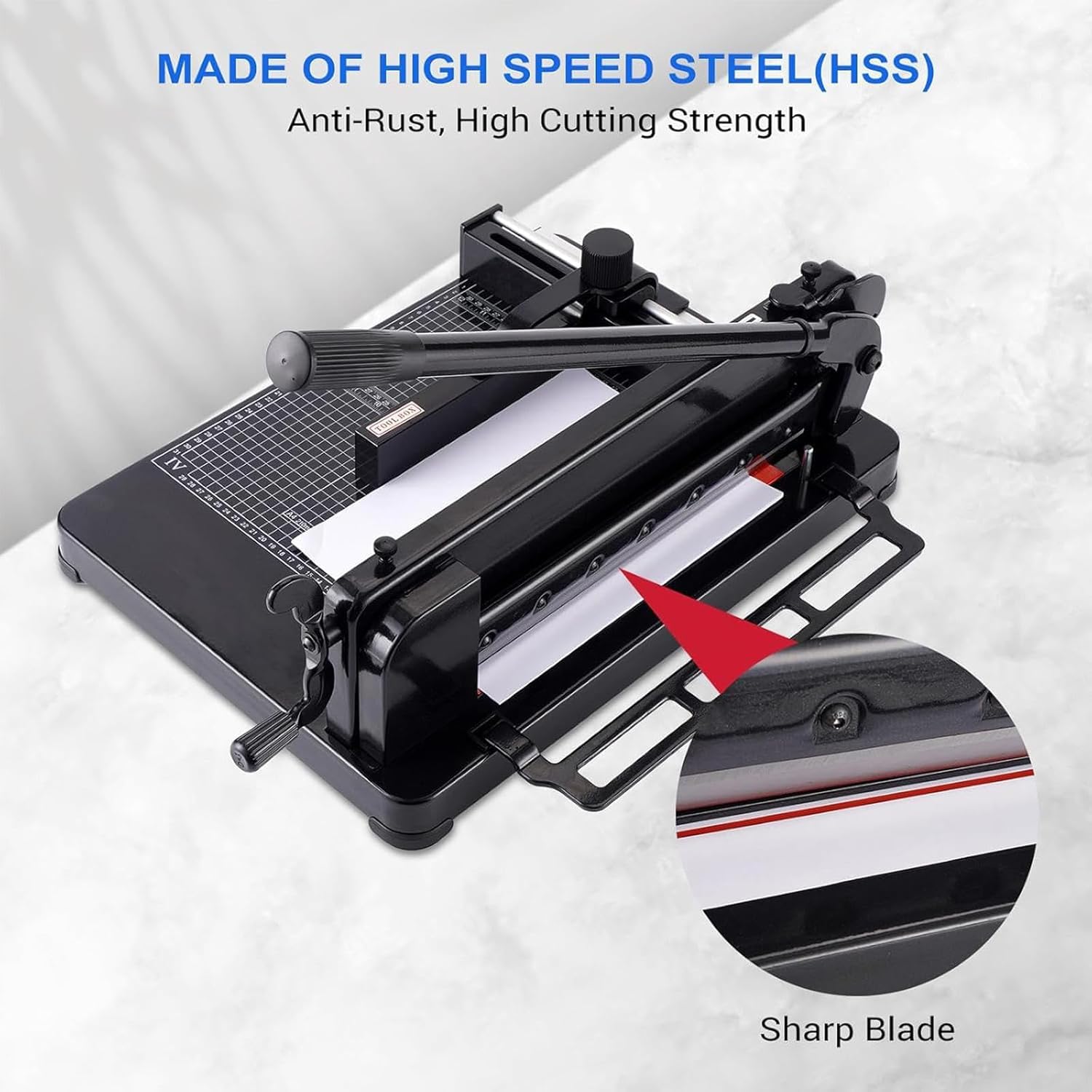 Cortador de Papel Profesional con Tapa Transparente y Tope Ajustable, Ideal para Cortar Capas Gruesas de Papel de hasta 4 cm, Ideal para Oficina y Manualidades (A3 Blanco)