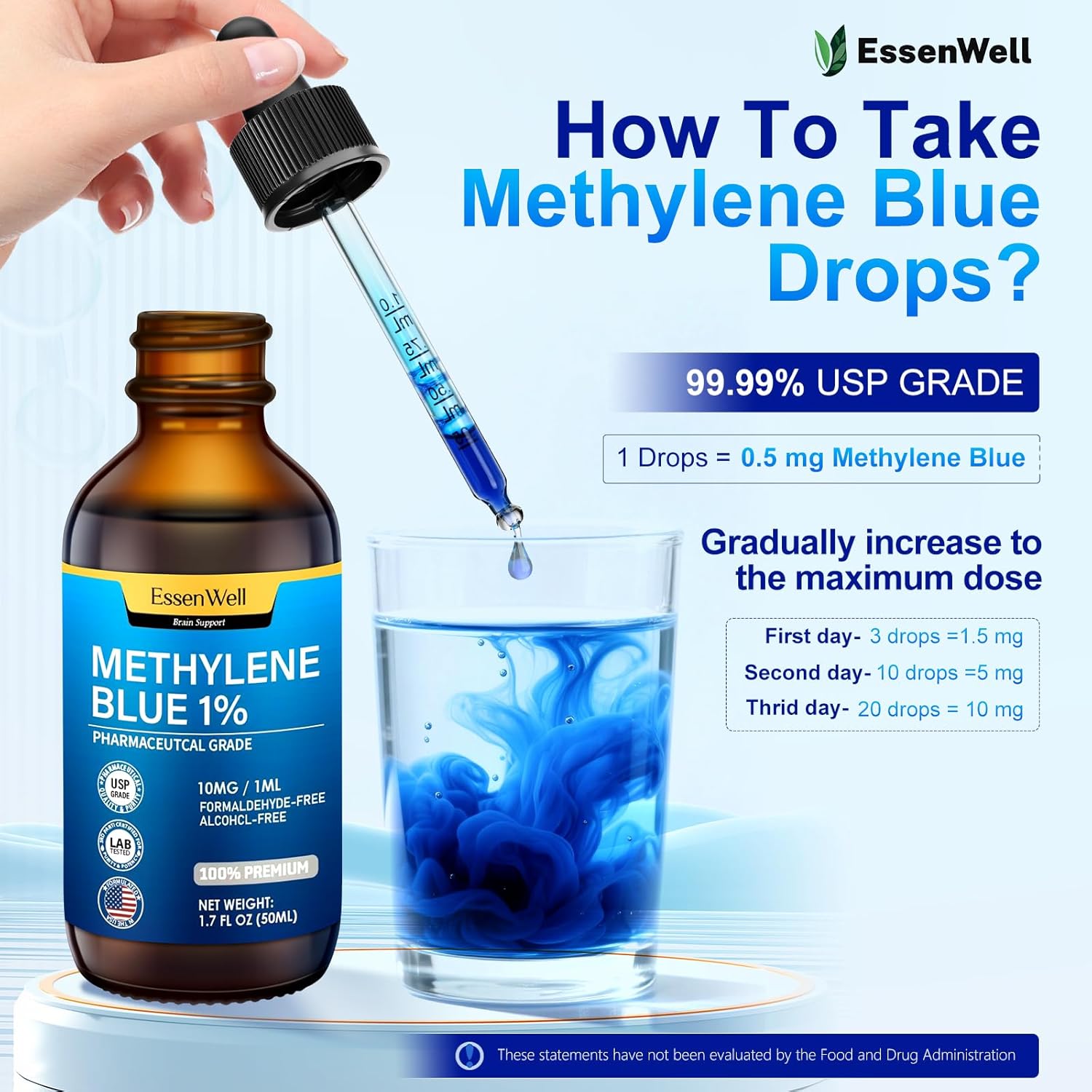Methylene Blue Pharmaceutical Grade1.7 oz,1% USP Grade Solution Blend Vitamin - Image 5