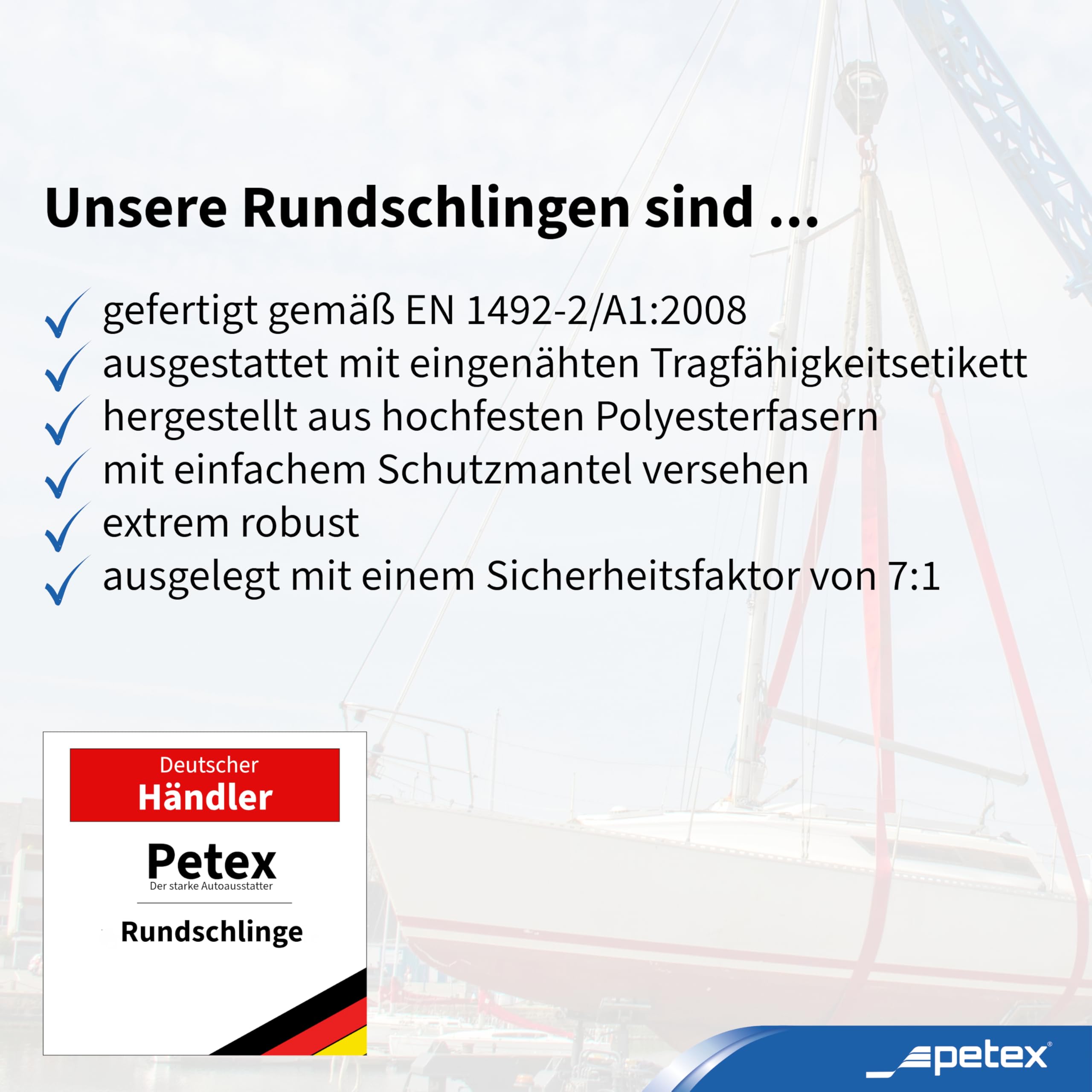 PETEX Rundschlinge, WLL Tragkraft: 25000 kg, Länge 6 m, Umfang 12 m, nach DIN EN 1492-2, Orange