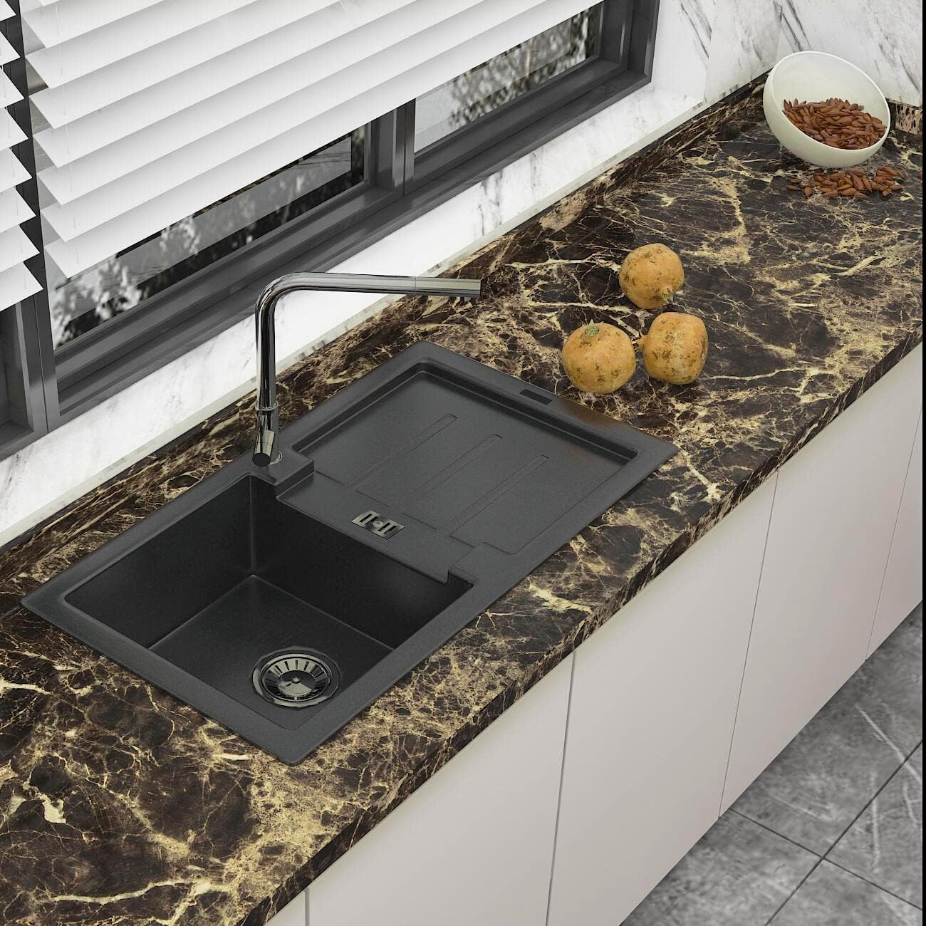 Brown Marble Contact Paper for Countertops Waterproof Counter Top Stick Paper Countertop Covers Peel and Stick Table Top Removable Wallpaper for Kitchen Bathroom 15.7"×118" Laminate Countertop Sheets