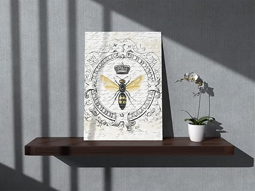 Miniatura 2 de BXFAHZJ Lienzo de pared retro de abeja francesa con temática de abejas de granja, 11 x 14 pulgadas, impresiones decorativas para el hogar,