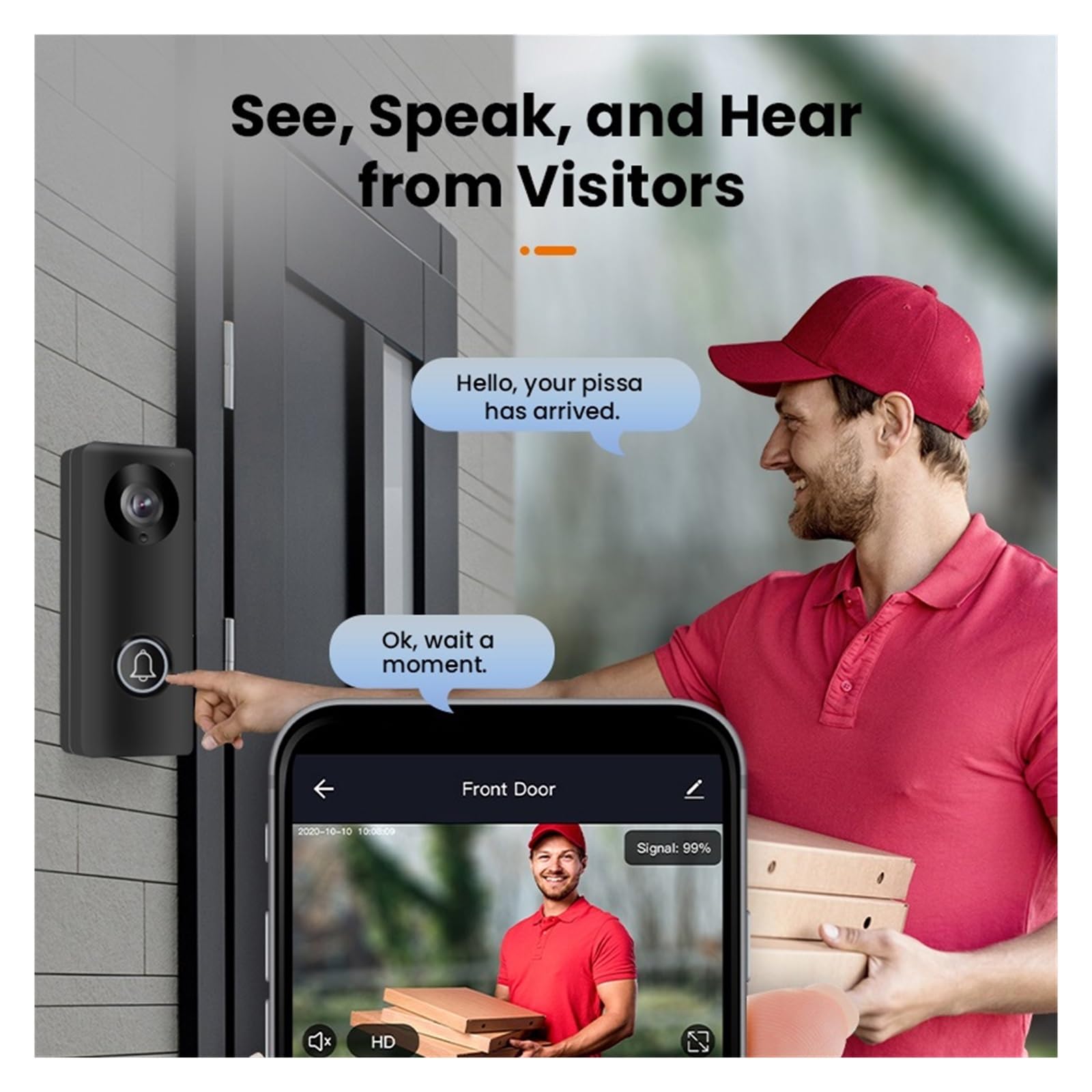 Kit Di Sistemi Di Interfono IP POE Digitale WiFi Smart Video Da 10 Pollici Touch Screen Citofono Senza Fili For Campanello Della Villa Del'appartamento(Size:HD-10 inch 1V1)