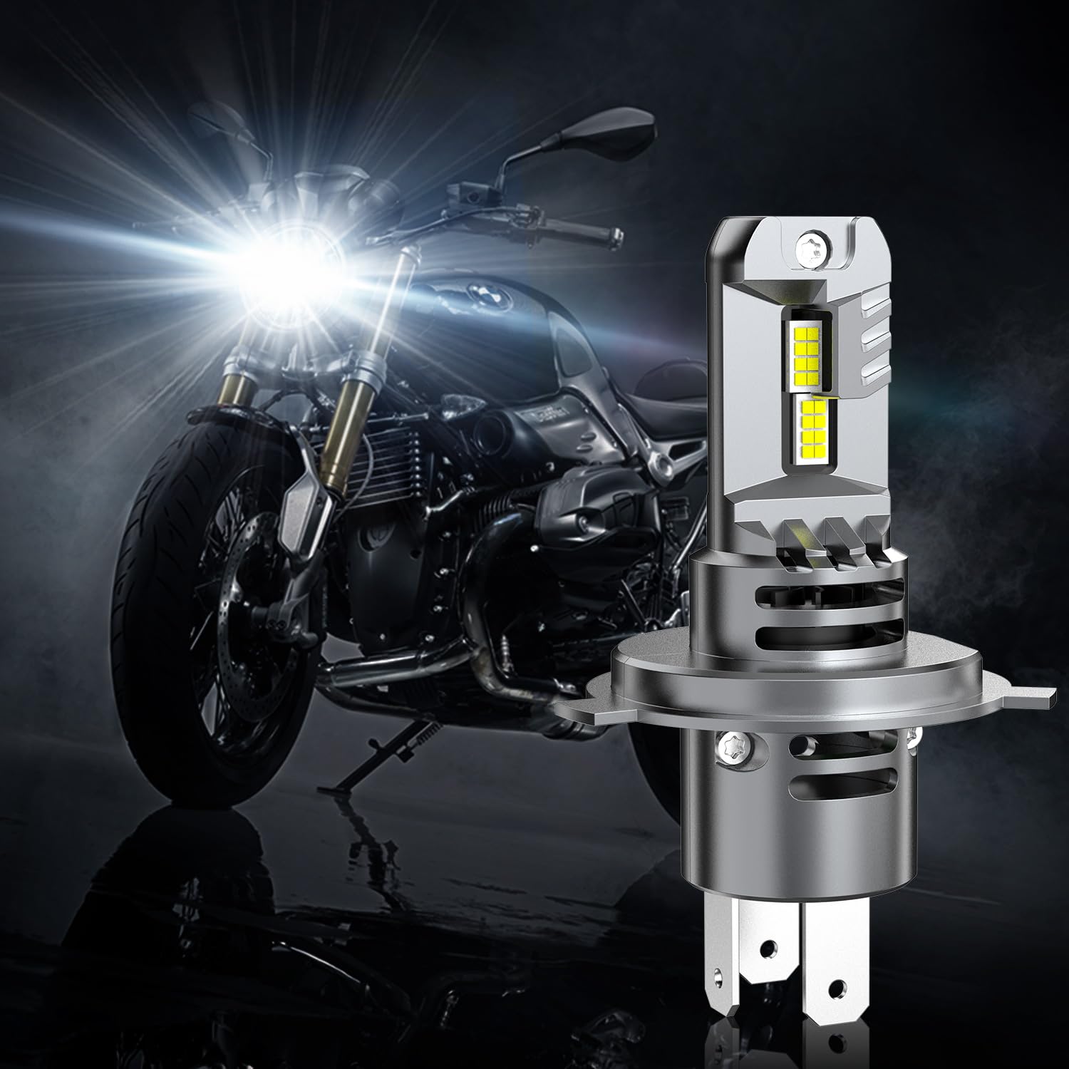 DZG H4 LED Lampadine Faro 6000K Bianco 12V Abbagliante Basso fascio Auto Moto Luce Anteriore, 1 Pezzo