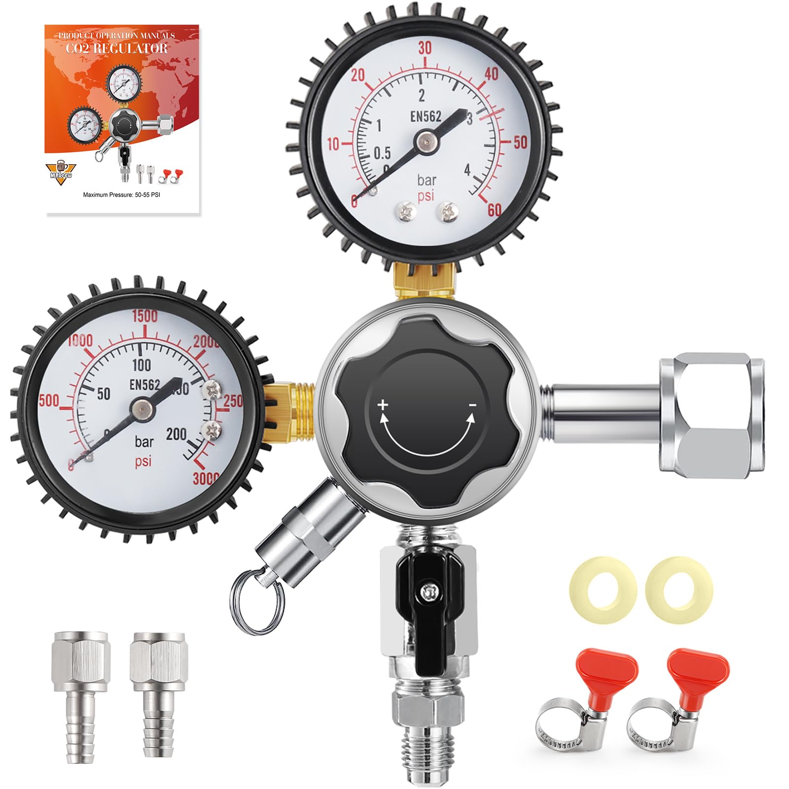 Régulateur de bière CO2 CGA-320 avec déconnexion rapide et régulateur de fût MRbrew