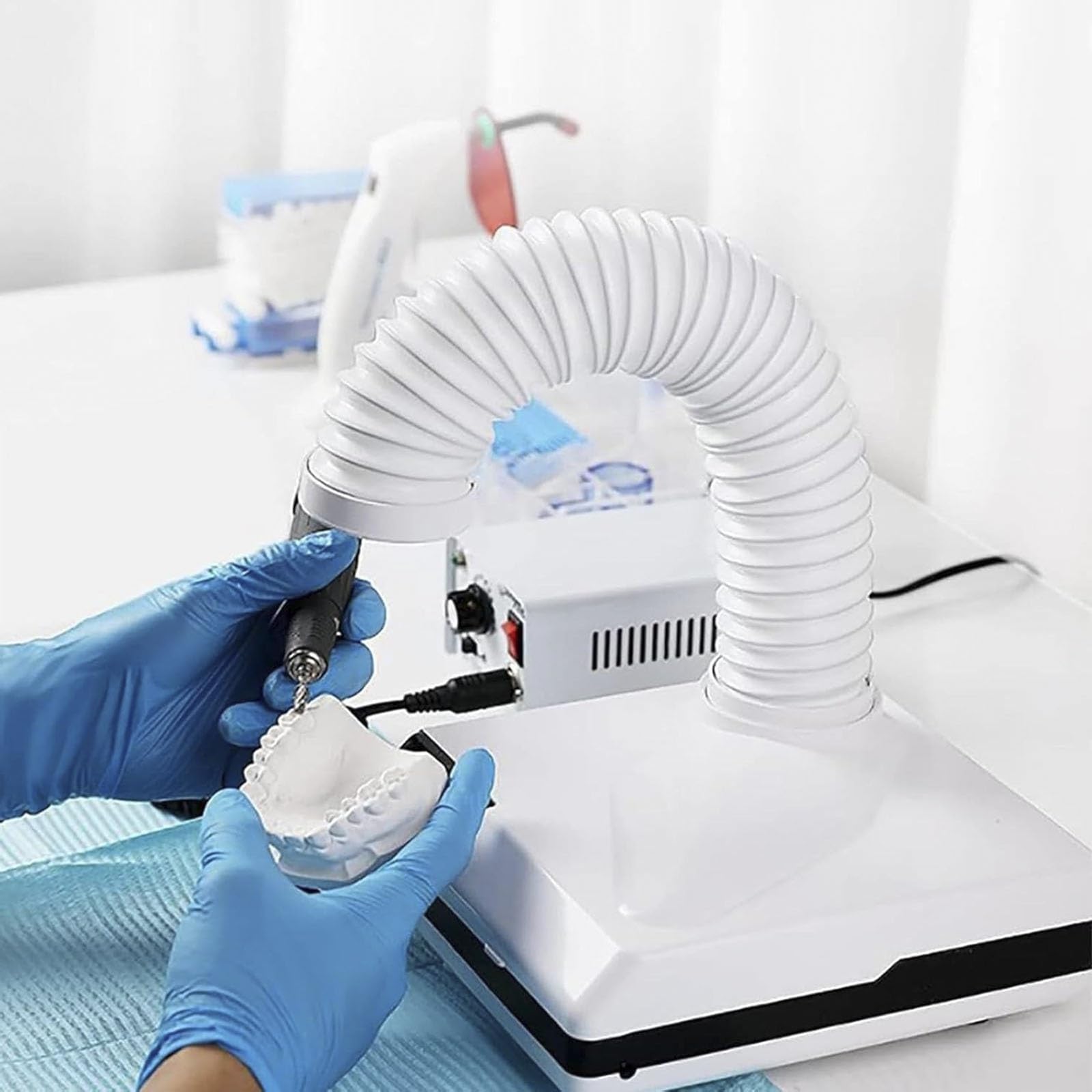 Troqullium One Color Dental Lab Dust Collector, 2 In 1 Tabletop Dental Vacuum Cleaner, Portable Dust Collector With Retractable Hose, For Nail Salon, Dental Lab