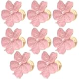 Geesatis 8 PCS Metal Knobs Sturdy Home Decor Handles Cabinet Drawer Knobs Closet Door Pulls, Flower Pink, with Mounting Screws, Size 1.7inch