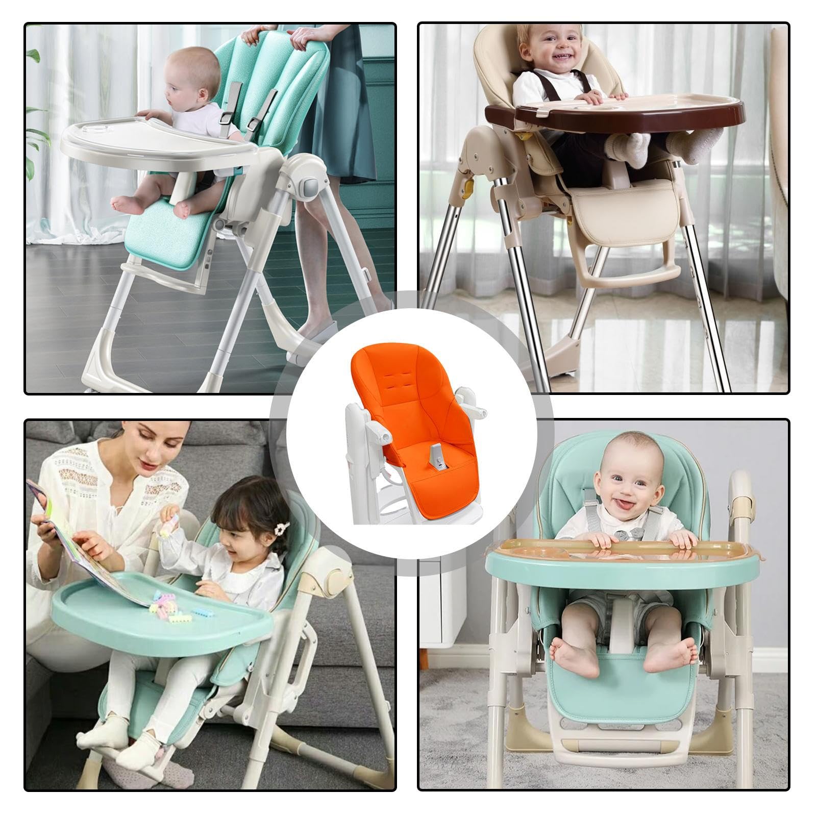 Cuscino Per Seggiolone, Fodera Per Sedia Da Pranzo Per Bambini, Custodia In Pelle PU Copri Seggiolone Pappa, Imbottitura Seggiolone Universale Fodera Cuscino Per Seggiolone Peg Perego, Baoneo, Kosmic