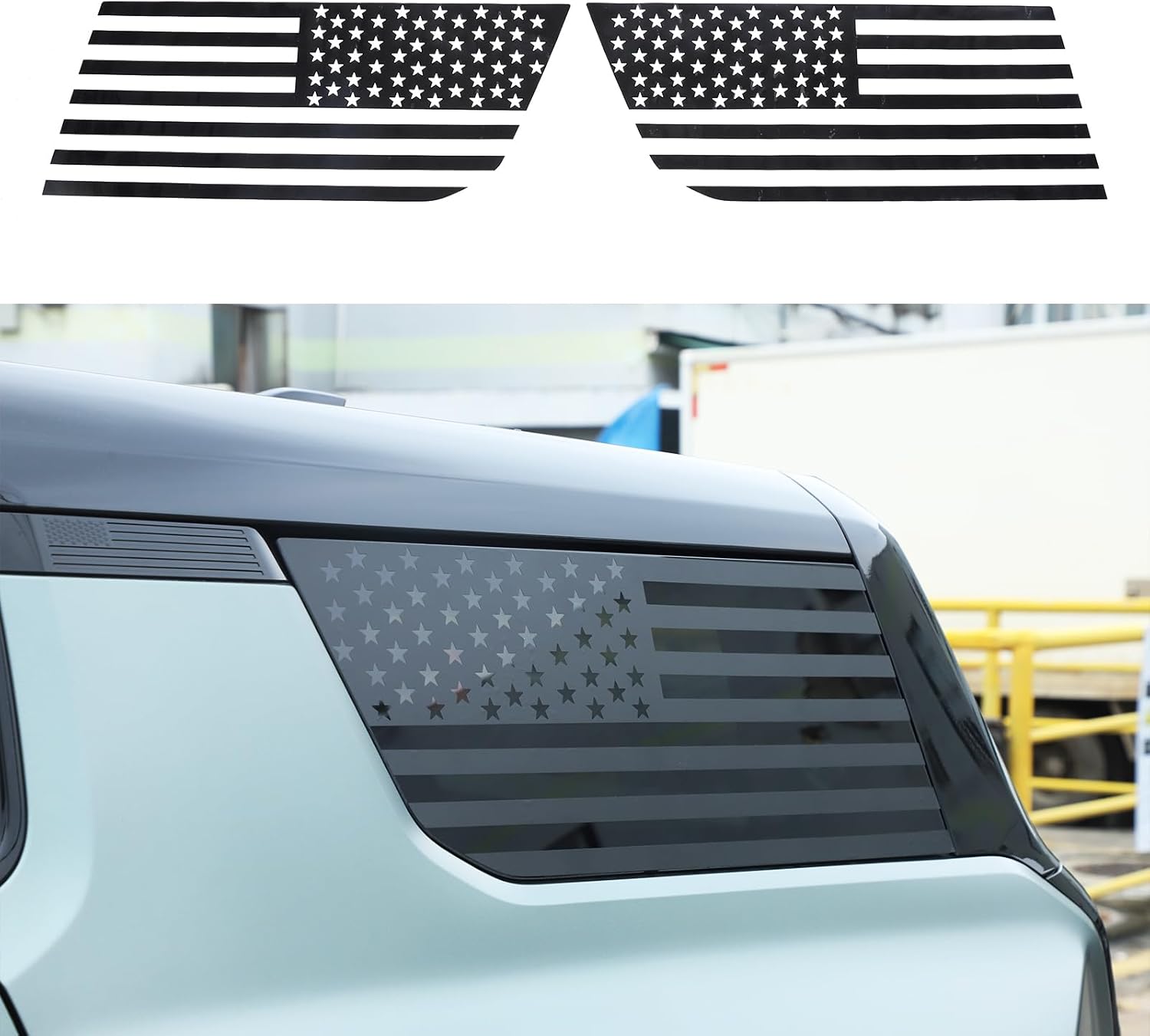 for Hummer EV Accessories Rear Window Flag Decals Compatible with Hummer EV SUV 2024 2025+ Back Side Window American Flag Vinyl Sticker SUV USA Flag Decal Vinyl Decals 2PCS
