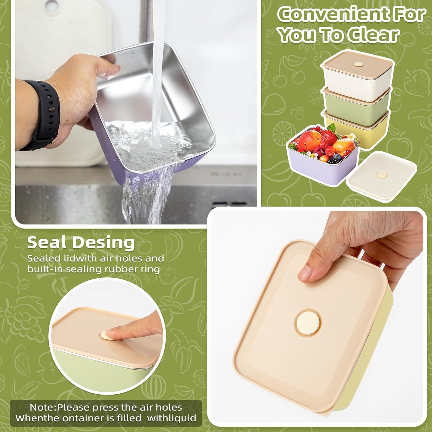 6 PCS Stainless Steel Food Storage Containers with Lids(20oz), Stainless steel Freezer Safe, Microwave Safe, Airtight Food Containers,For Meal Prep,Fruit,Snack, Leftovers - Image 4