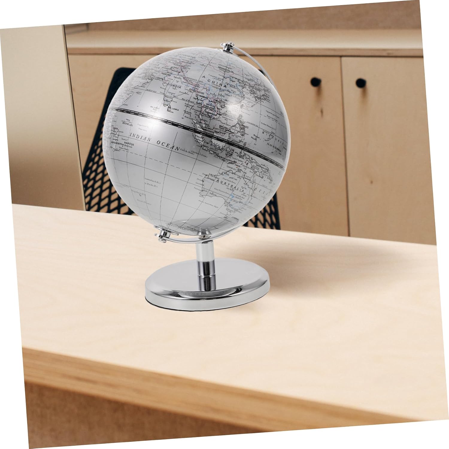 Kisangel Globe for Desk Rotating World Globe Decoration Educational Tool for Adults Compact Office Desk Ornament Design for Home Classroom Use