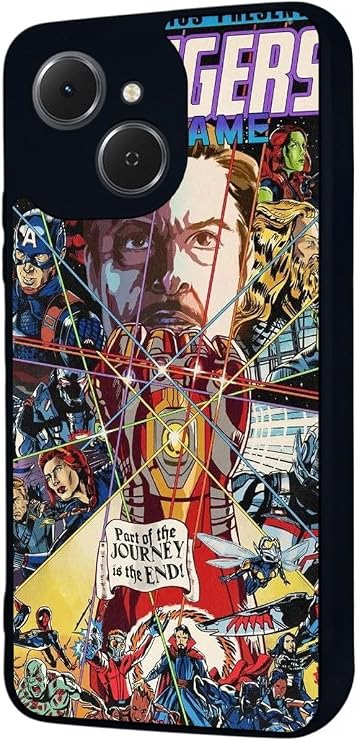 Tecno Spark 40C ile Uyumlu Kılıf, Avengers Baskılı, Yumuşak Silikon, Koruyucu, Şok Emici, Siyah