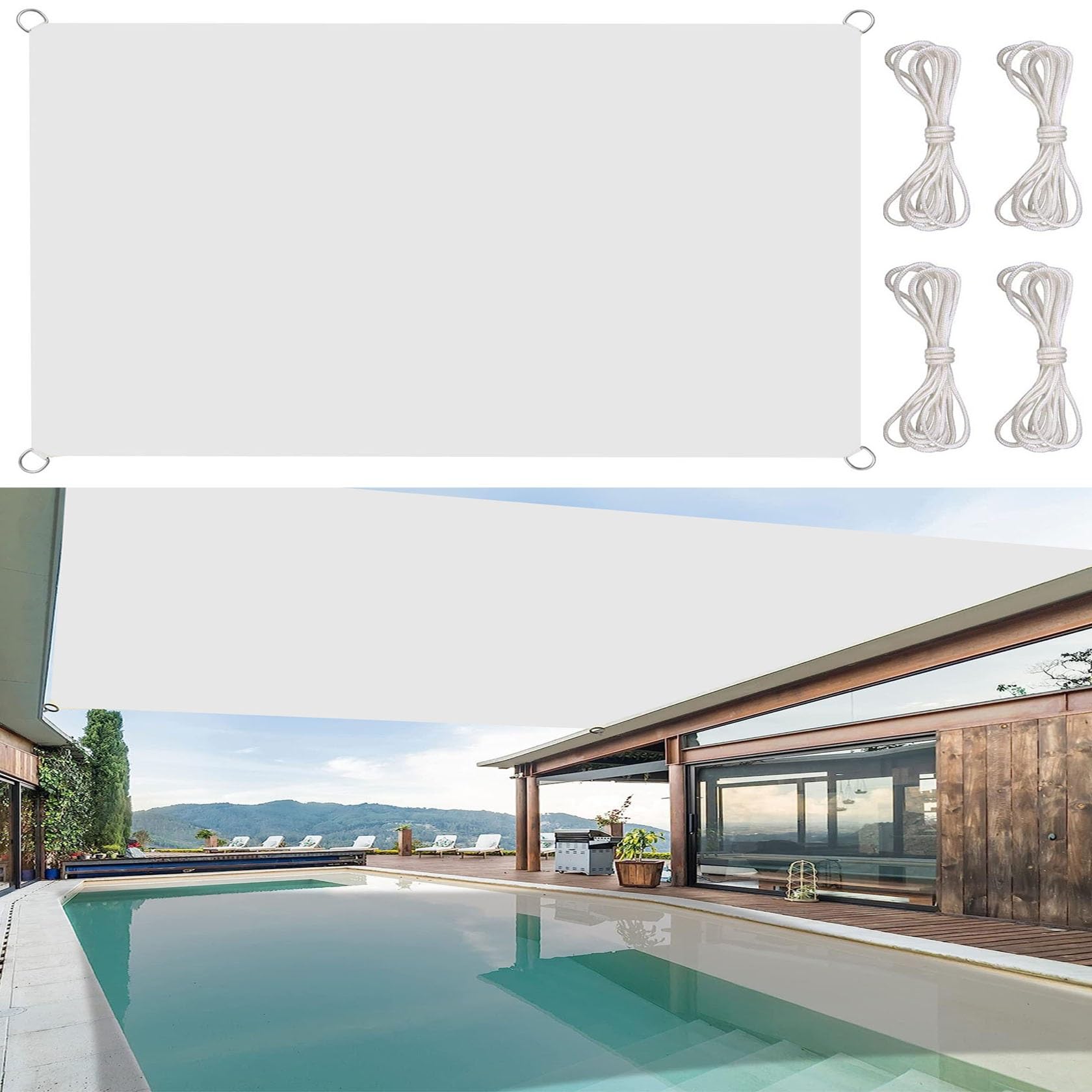 Voile d'ombrage 6x7m anti-UV 98% pour protection solaire de jardin