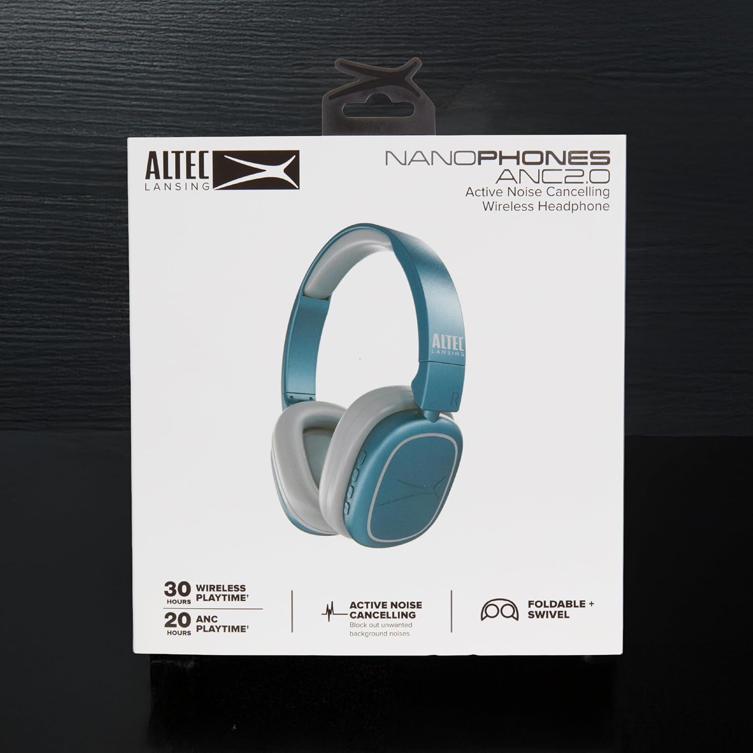 Altec Lansing Nanophones ANC 2.0, Wireless Over Ear Bluetooth Headphones with Noise Cancelling, 30 Hr Battery, Foldable Design, USB-C Charging, Voice Assistant Compatible (Metalic Blue)