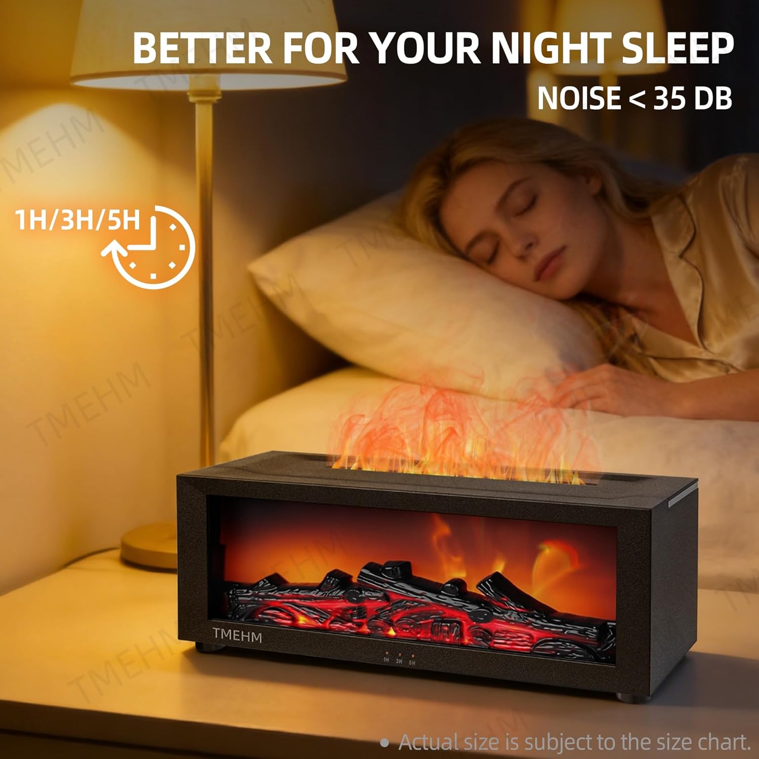 Fireplace Flame Air Diffuser Humidifier,7 Colors Aromatherapy Essential Oil Diffuser,Ultrasonic Aroma Humidifier with Timer for Home,Bedroom,Office,Yoga (Black, L) - Image 3