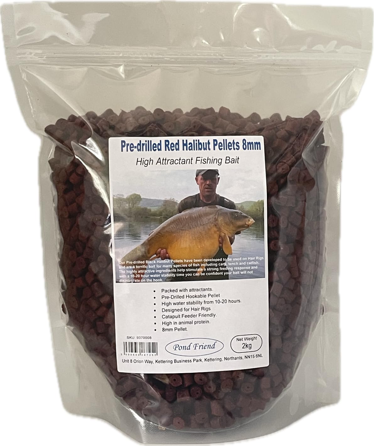 Pond Friend Pre Drilled Red Halibut Carp Fishing Bait 8mm 2kg