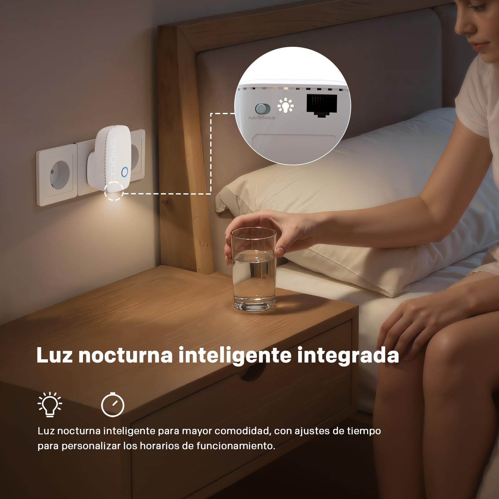 Strong Repetidor WiFi AC1200 de Pared – Amplificador señal WiFi Potente Dual Band, repetidor WiFi Largo Alcance, WiFi Extender para casa con WPS y Puerto LAN