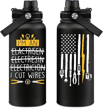 Electrician Gifts for Men - Fathers Day Electrical Engineer Gifts for Dads, Husband, Boyfriend, Coworker - Christmas, Birthday Gift for Electrician - 32oz Water Bottle Tumbler