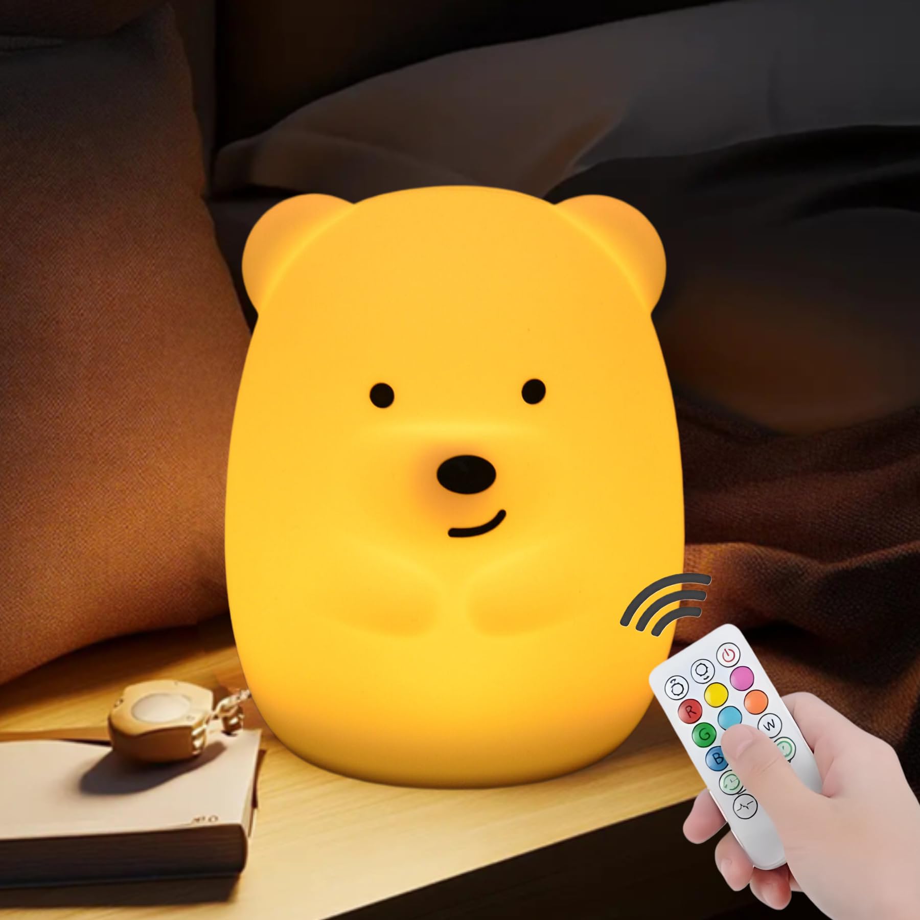 xinjinhju Large Size Bear Night Lights for Kids, Decorative Led Soft NightLight, 9 Color Modes Animal Decor Lamp for Girls, Cute Small Lamps for