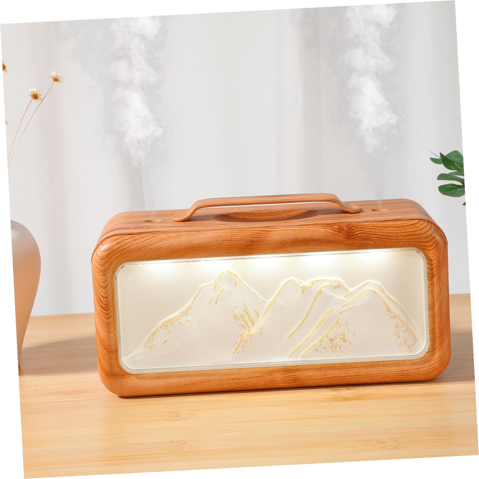 Humidificador Portátil y Capacidad de 600 Ml Tecnología de Doble Pulverización Diseño de Textura Madera y de para Habitación Adecuado para y Coche