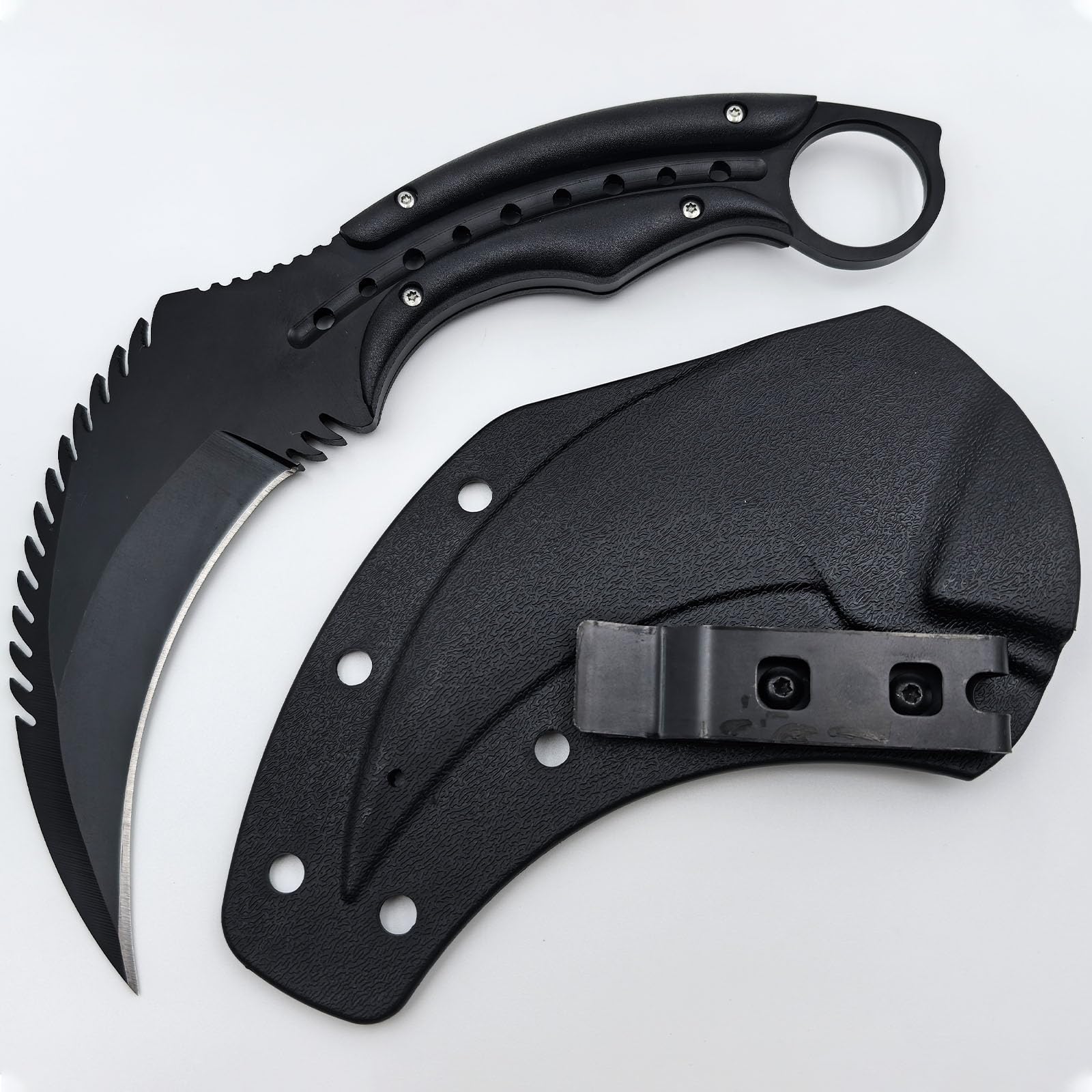 TIANYUE-FONG Karambit Knife, Tactical EDC Fixed Blade Knife with Kydex Sheath, Full Tang Ultra Sharp Survival Claw Knife for Hunting, Camping, Outdoor Survival, Cool Gadgets for Men, Collection & Premium Gift