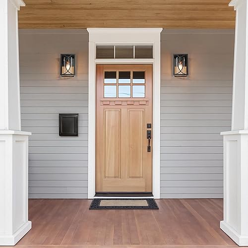 Miniatura 4 de Luces de porche al aire libre, aplique de pared impermeable para exteriores, iluminación de montaje en pared negra antioxidante con pantalla de