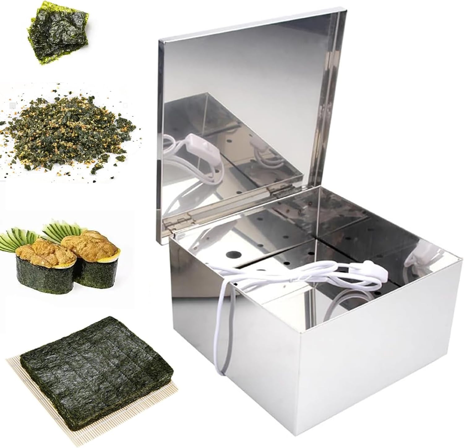ステンレス製海藻乾燥ボックス、25W加熱電球付き海藻乾燥ボックス、海藻コンテナ、パリパリの海苔と海苔を作る、寿司レストランと日本食レ