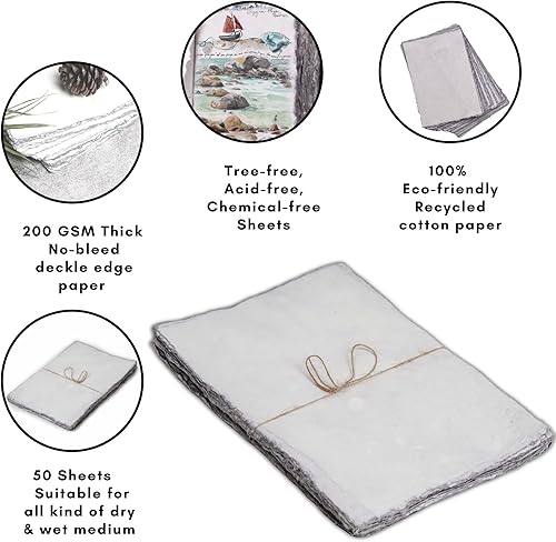 Miniatura 3 de Papel de acuarela de 12 x 16 pulgadas, papel de acuarela mixto, papel de algodón virgen grueso de 5.29 ozyd (5.29 ozm), hecho a mano, tono gris