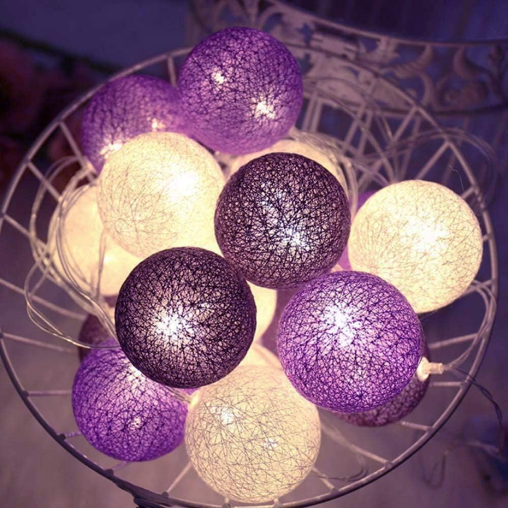 Zodight White Fairy Lights Led String Lights Plug In Indoor - 3.8M 20 Pcs Cotton Ball String Lights Xmas Fairy Lights Starry Wall Light Wedding Party Home Christmas Decoration