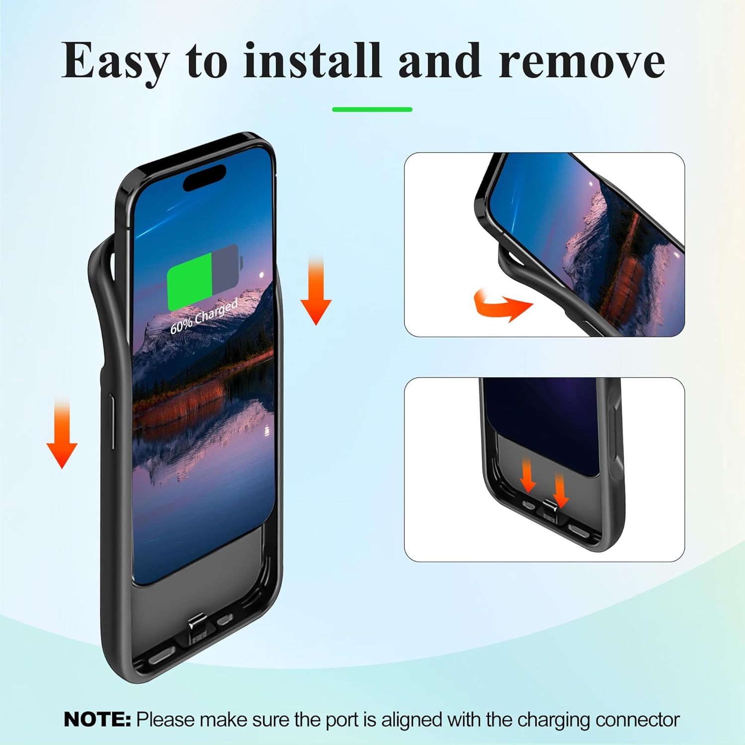 Battery Case Charger Made for iPhone 17 Pro Max, Type-C Ultra Slim Protective Charging Case, Wireless Slim 8500mAh Portable Rechargeable Charger - Black (2025)