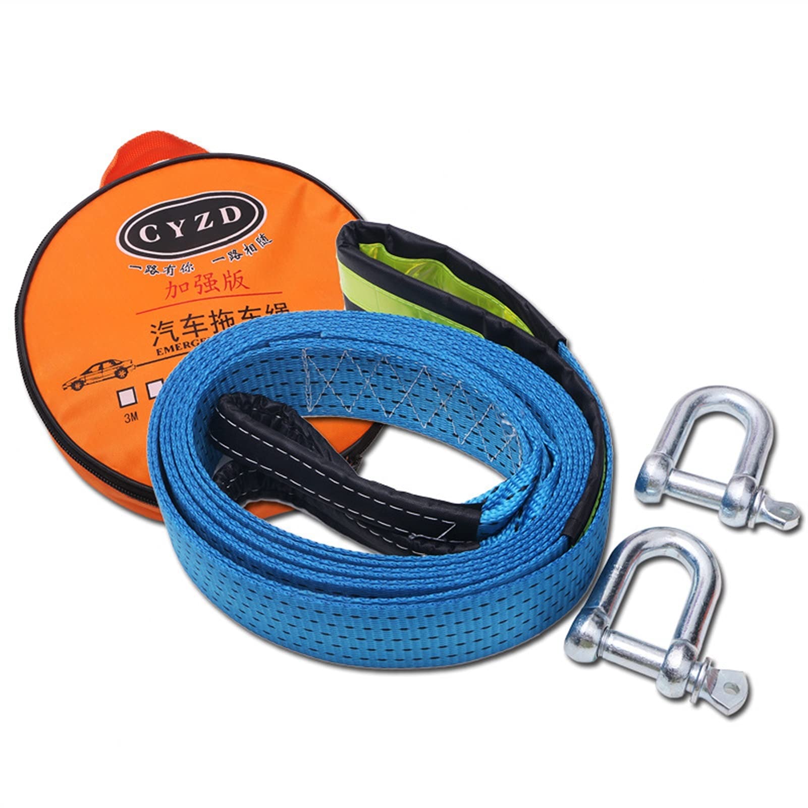 Cuerda de Remolque,Cuerda de Correa de Cinturón de Remolque,Correa de Remolque Cable de Correa de Cuerda de Remolque de Coche con Ganchos en U/5M Length/One Size