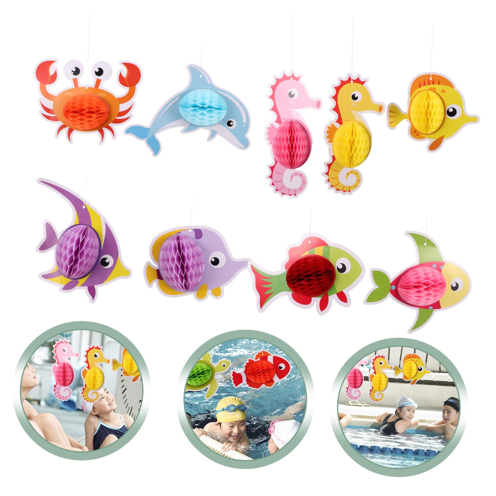 11 Stück Teiliges Ocean Animal Honeycomb Deko Tropische Fisch Hängedekoration für Strand Meerjungfrau partys Vielseitige Partydeko für Geburtstag Pool Zuhause und Büro