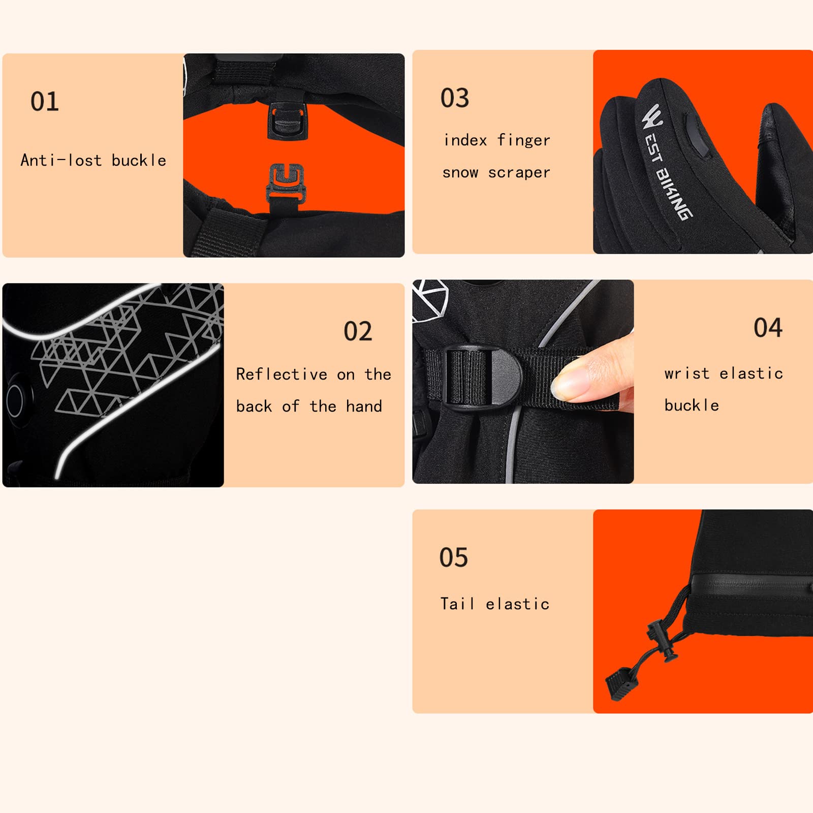 CHEWYNP Guanti per Bici Elettriche Guanti Riscaldati Guanti Riscaldati Elettrici Ricaricabili per Uomo Donna con 3 Livelli di Riscaldamento Guanti Riscaldati Touchscreen Guanti Sci Snowboa