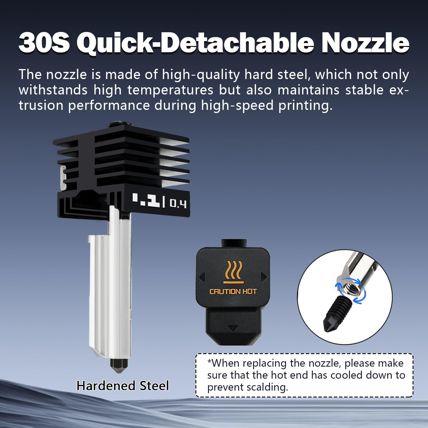 3PK 0,2 mm 0,4 mm 0,6 mm P2S Hotend per H2S/H2D/H2C/A1/A1 Mini Hotend ugello temprato estrusore a sgancio rapido con attacco in silicone 3PK, testina di ricambio per stampante 3D Bambu Lab