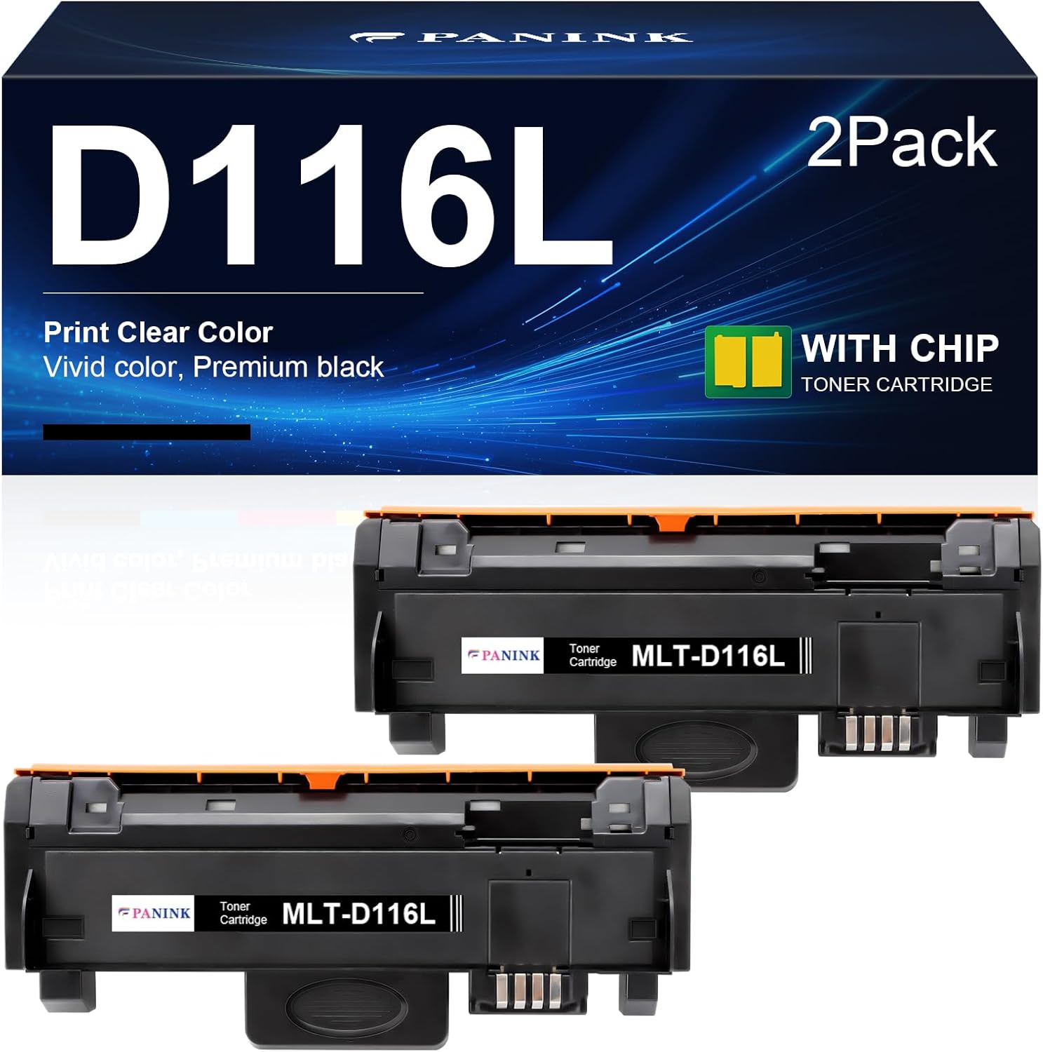 Compatible Toner Cartridge Replacement for Samsung 116L MLTD116L MLT D116L MLT-D116L Black Toner Cartridge Use with Xpress M2625D M2675FN M2676FH M2875FW M2875FD M2885FW M287x Printer(2 Black)