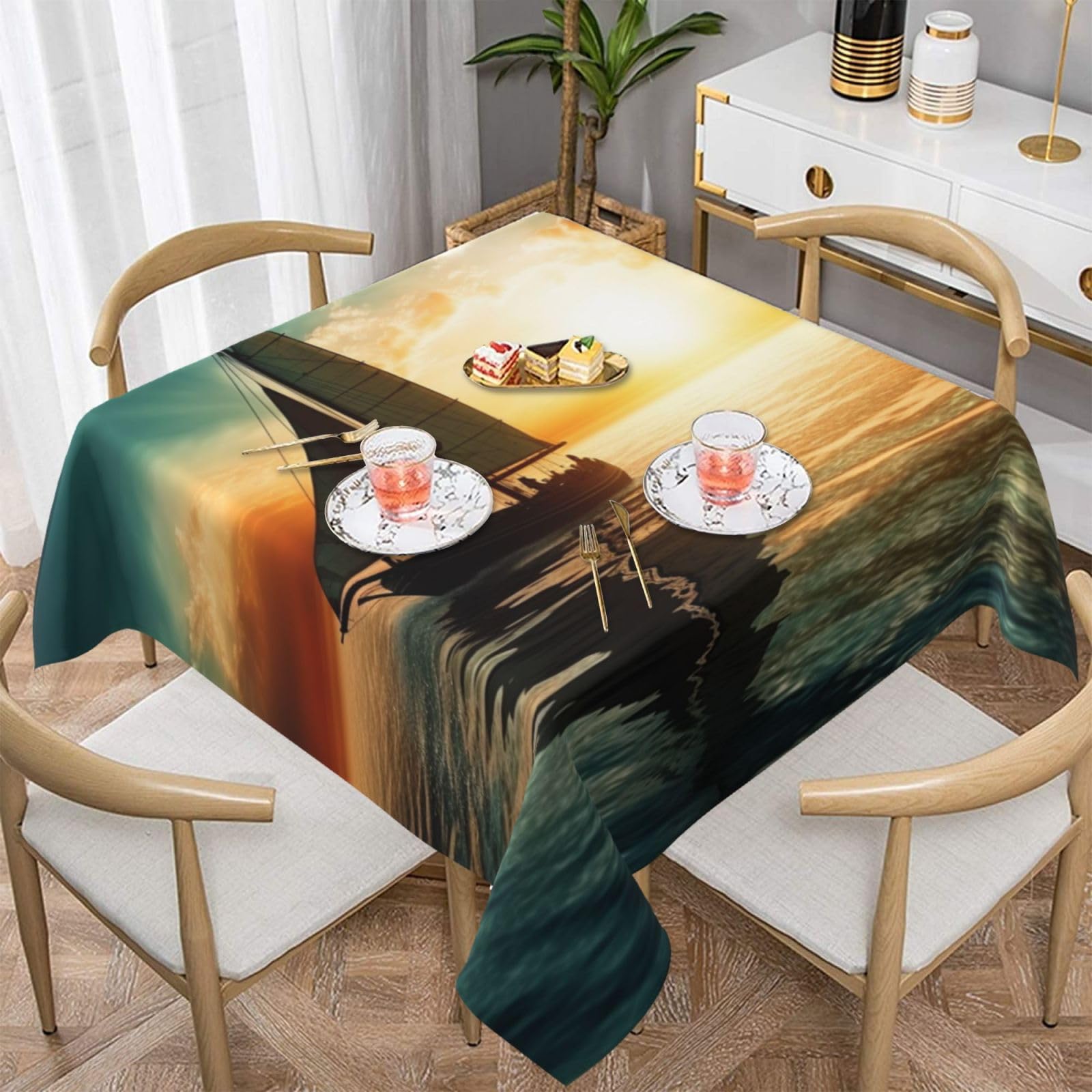 Nappe de salle à manger infroissable au fini imperméable haut de gamme