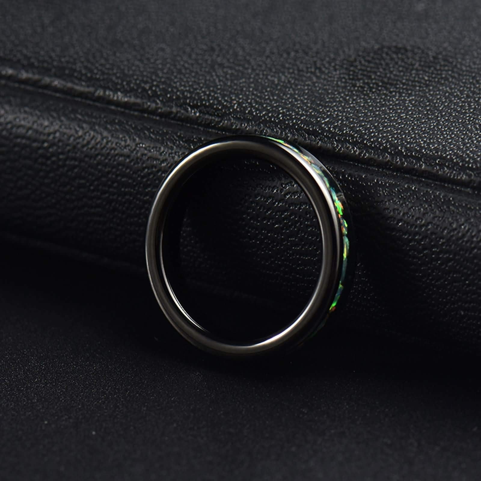 Anello Nuziale Uomo Anello Uomo Donna con Opale Sintetico per Fidanzamento Matrimonio Promessa Anello Uomo Personalizzabile 4MM Anelli Fidanzamento Nero Misura 12-31